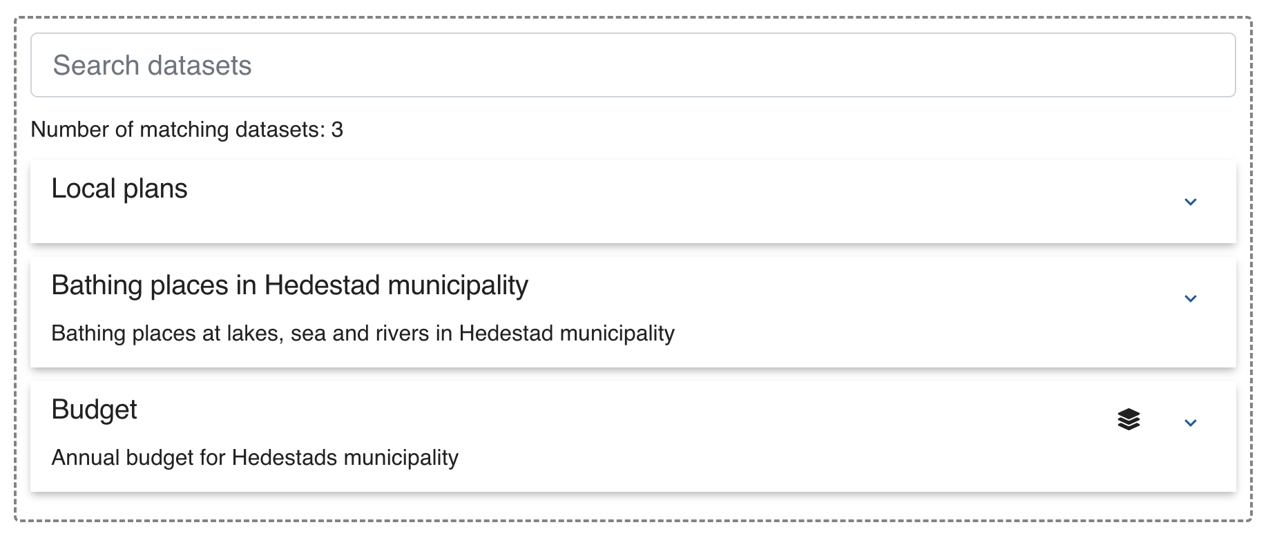 Preview of list with datasets