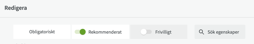 Knappar för att slå på rekommenderade och frivilliga inmatningsfält