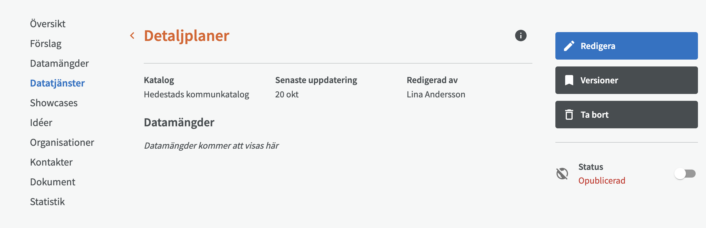 Nyskapad datatjänst