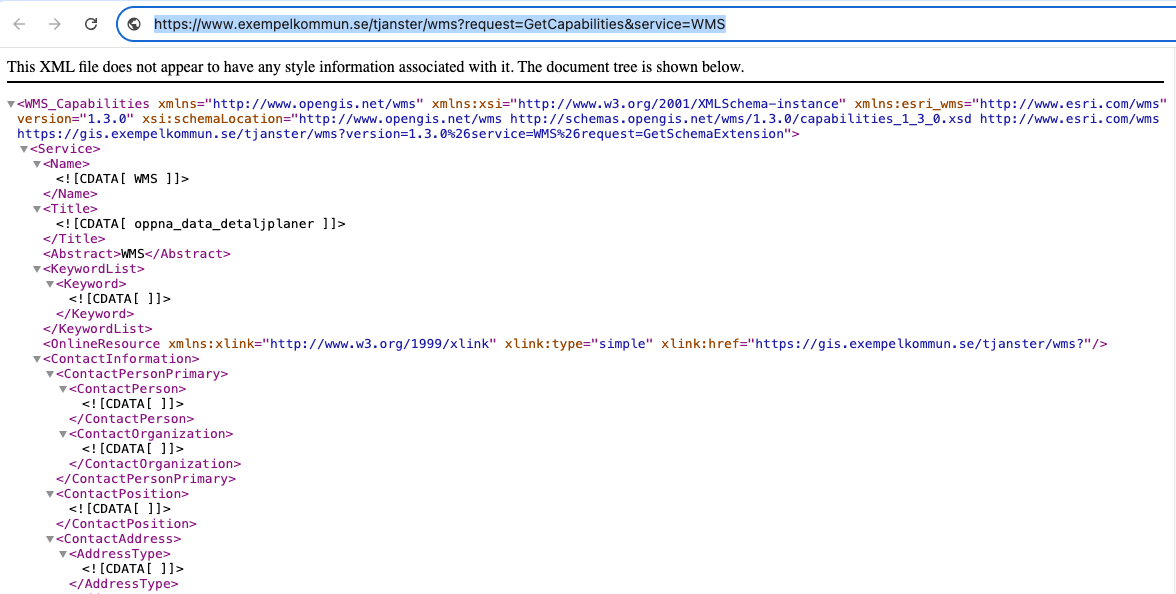 WMS-tjänst hos en kommun